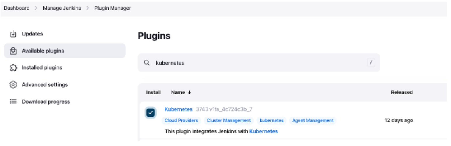 Install Kubernetes Plugin